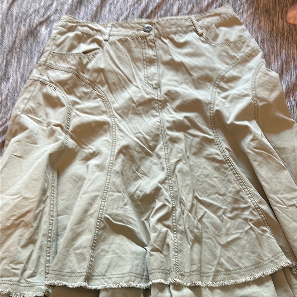 Faded Glory Cream A-Line Midi Skirt Casual Resort Wear